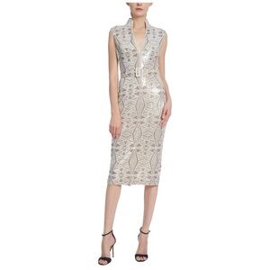 NWT Badgley Mischka Geometrical Sequined Sheath Dress